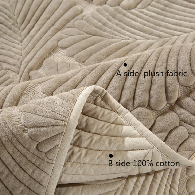 Winter Warm Plush Velvet Quilt Set 3-Piece King/Queen Size Bed European Minimalist Luxury Bedspread with Embroidered Design 4