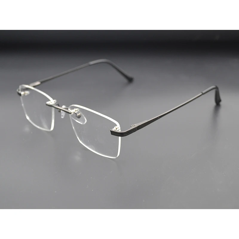 Unisex rectangle Rimless Myopia Glasses frames for Women Men metal Fashion Transparent Eyeglasses Customize Prescription Lens N5