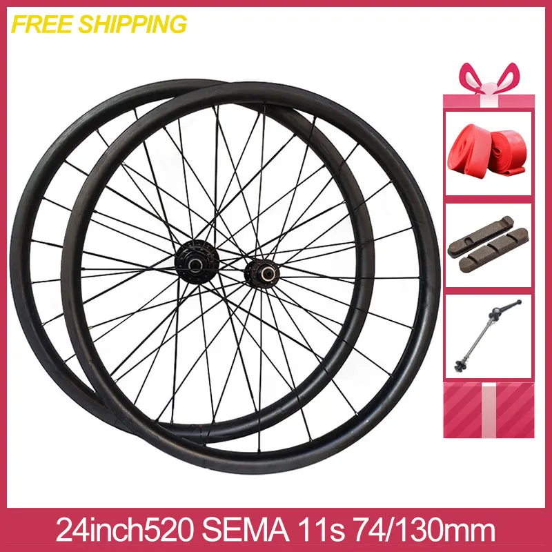 520SV11-WS SEMA 24inch 520 35mm Depth Carbon Rim Chosen Hub Rim Brake Wheels 74/130mm Reach Road Bicycle Parts