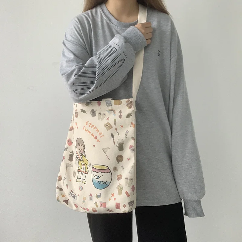 Japanese Art Canvas Bag Shoulder Bag Large Capacity Crossbody Bag Women Tote Bag
