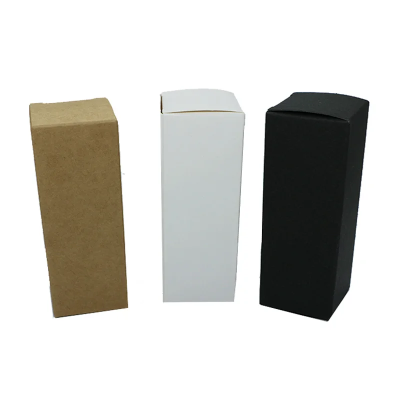 100pcs-10ml/20ml/30ml/50ml/100ml White Black Kraft Paper Box for Dropper Bottle Essential Oil Sprays sample valve tubes package