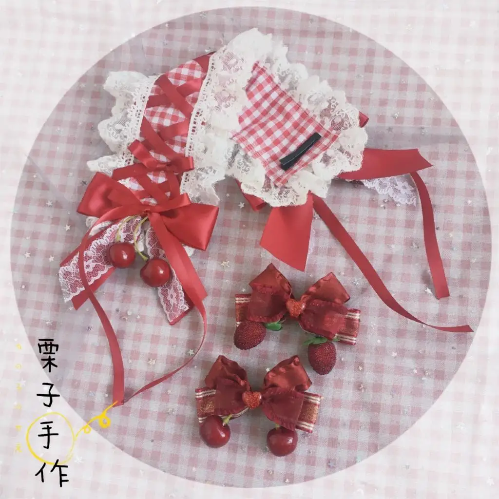 

Origional Homemade Lolita Element Hair Clip Soft Sister Berry Strawberry Lolita Hair Band