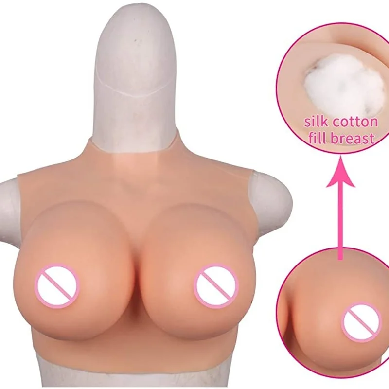 Realistic Silicone Fake Boobs Round Neck Suitable for Cross-dressers Transgender Touch Soft Bra Cushion B Cup