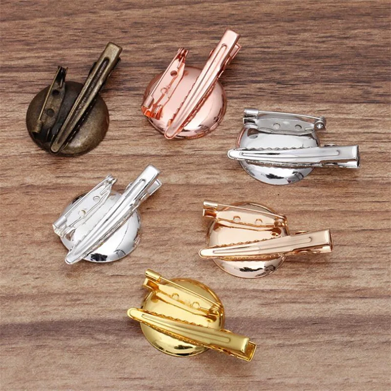 10pcs 25mm Hair Jewelry Settings Cabochon Base for DIY Brooch Hairclip Hairpins Barrettes Retro Head Wear Accessories