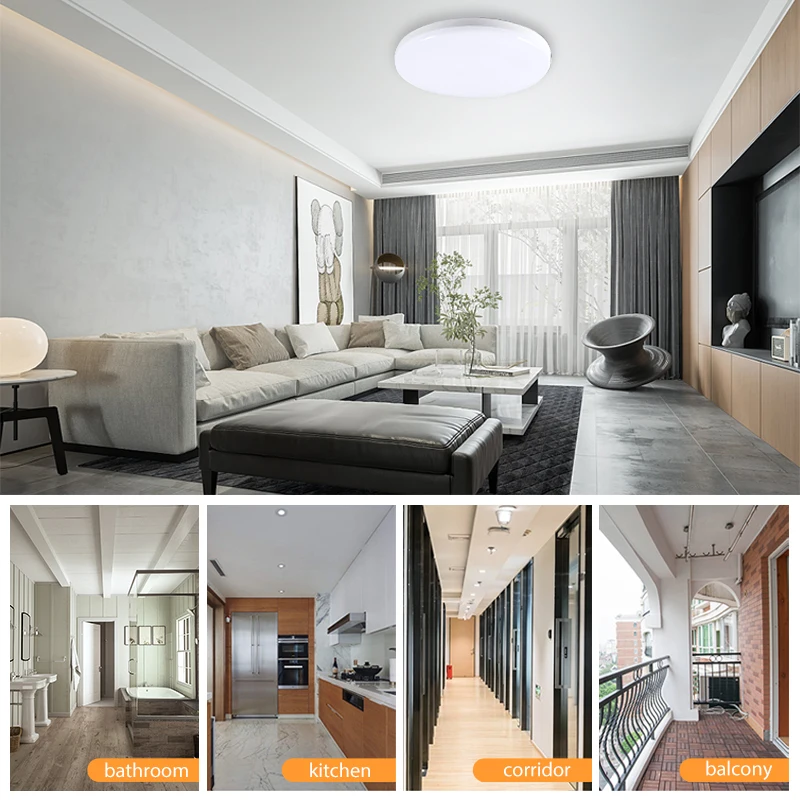 Lámpara de techo LED Ultra delgada 6W 9W 13W 18W 24W 36W 48W Panel de luz LED AC85-265V montaje en superficie Panel de luz empotrada para dormitorio