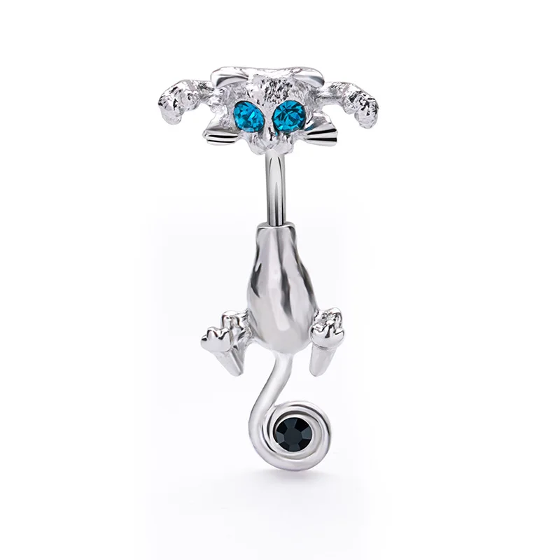 Modischer Bauchnabelring aus Edelstahl, Vintage-Katzen-Bauchpiercing, Sexy Körperschmuck für Frauen, Geschenke – Detail 4