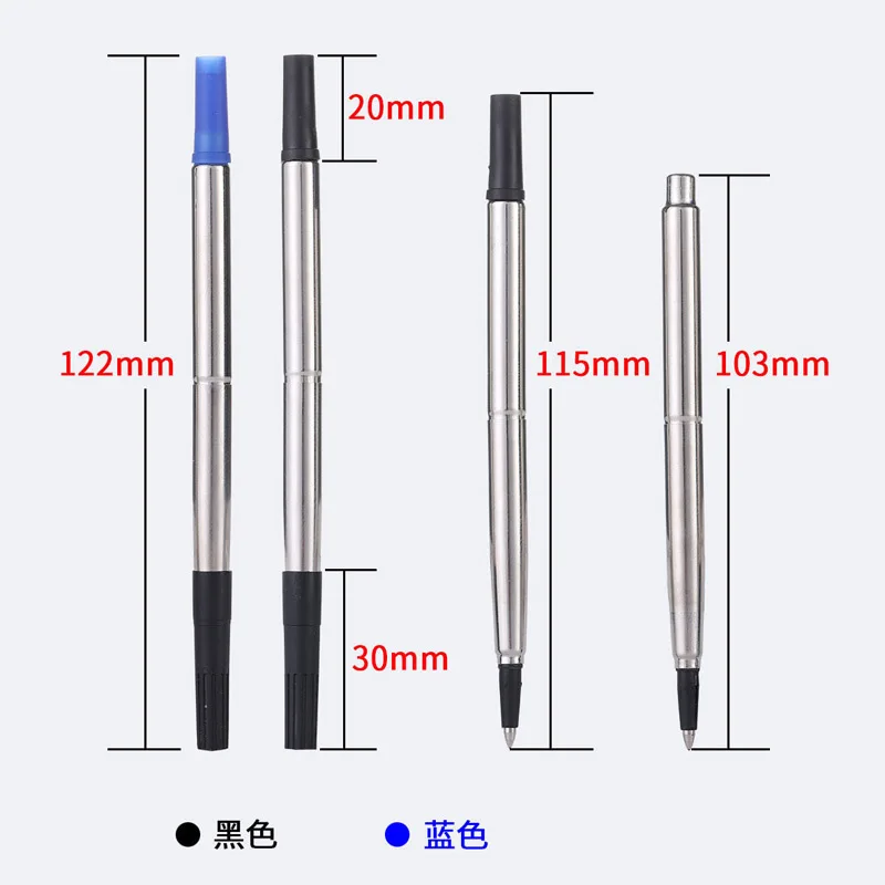 10Pc High Quality Rollerball Pen Refills Black Or Blue 0.5MM Stainless steel Stationery Office Supplies Ink Refills Gift