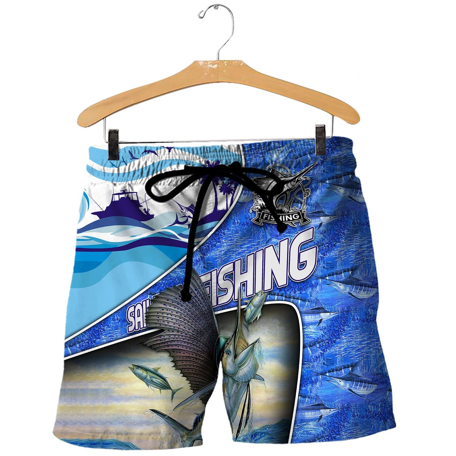 Sailfish and Tuna Fishing 3D Printed Mens Shorts Unisex Streetwear Summer Beach Loose Shorts Casual Pants Polyester SDM12