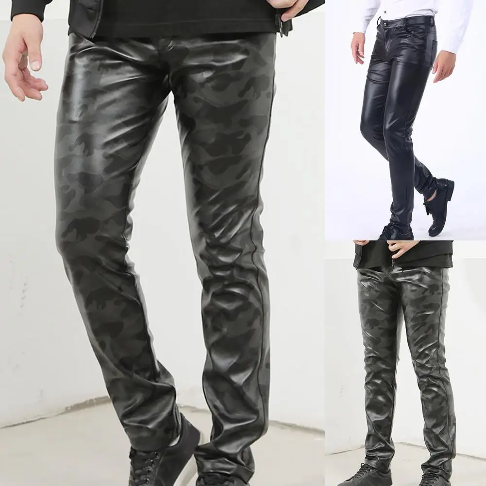 

Dropshipping Leather Pants For Men Elastic Fashion PU Leather Trousers Streetwear 2022 Spring Autumn Motorcycle Pants Men's Pant