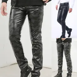 Dropshipping Leather Pants For Men Elastic Fashion PU Leather Trousers Streetwear 2022 Spring Autumn Motorcycle Pants Men's Pant