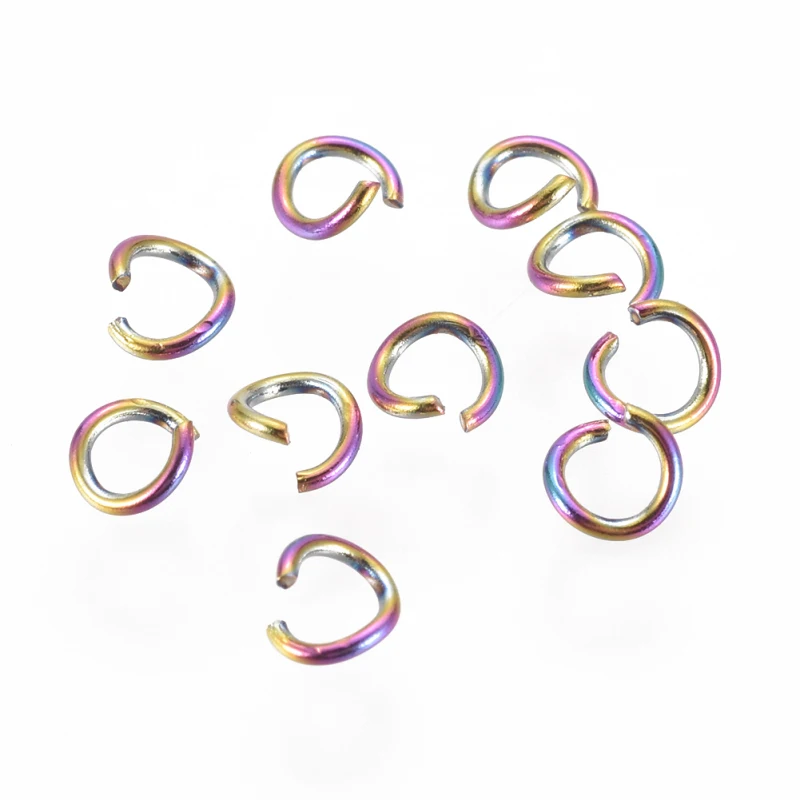 

100Pcs Vacuum Plating 304 Stainless Steel Multi-color Open Single Loops Jump Rings & Split Ring for DIY Jewelry Making Findings