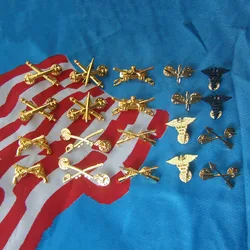 Pair United States Us Army Collar Insignia Cavalry Air Force Medical Trooper Infantry Metal Shoulder Badge Pin Military Brooch