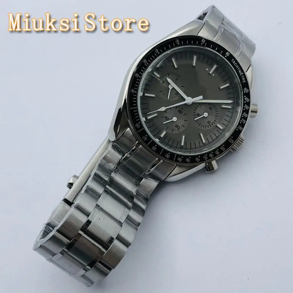 Bliger 40Mm Mannen Top Leisure Sport Mechanische Horloge Silver Case Grey Steriele Wijzerplaat Datum Lichtgevende Mannen Automatische horloge