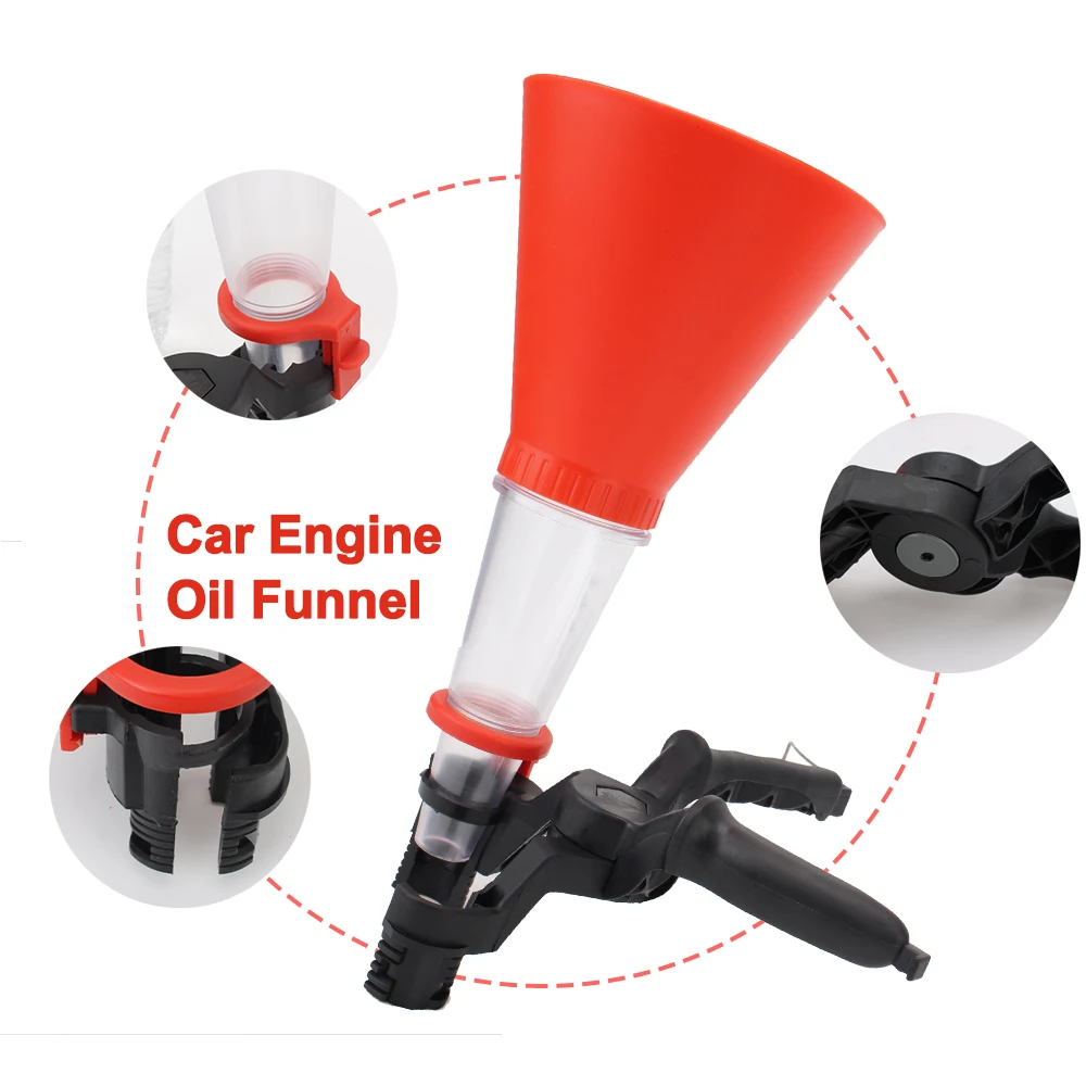 Adjustable Gasoline Special Funnel Fuel Add Funnel Tools Universal Car Engine Oil Funnel Non-leakage Design