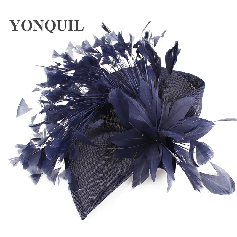 Charmante orange Feder Hochzeit Haars pangen Fascinators Hut Blume Braut Kopf bedeckung Schleier Frauen Party verheiratet Haar Zubehör syf678 – Detail 20