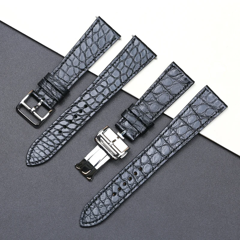 PESNO Suitable for Hermes AR7.710.220 AR4.910.330 Round Grain Crocodile Leather Watch Bands Alligator Skin Leather Watch Straps