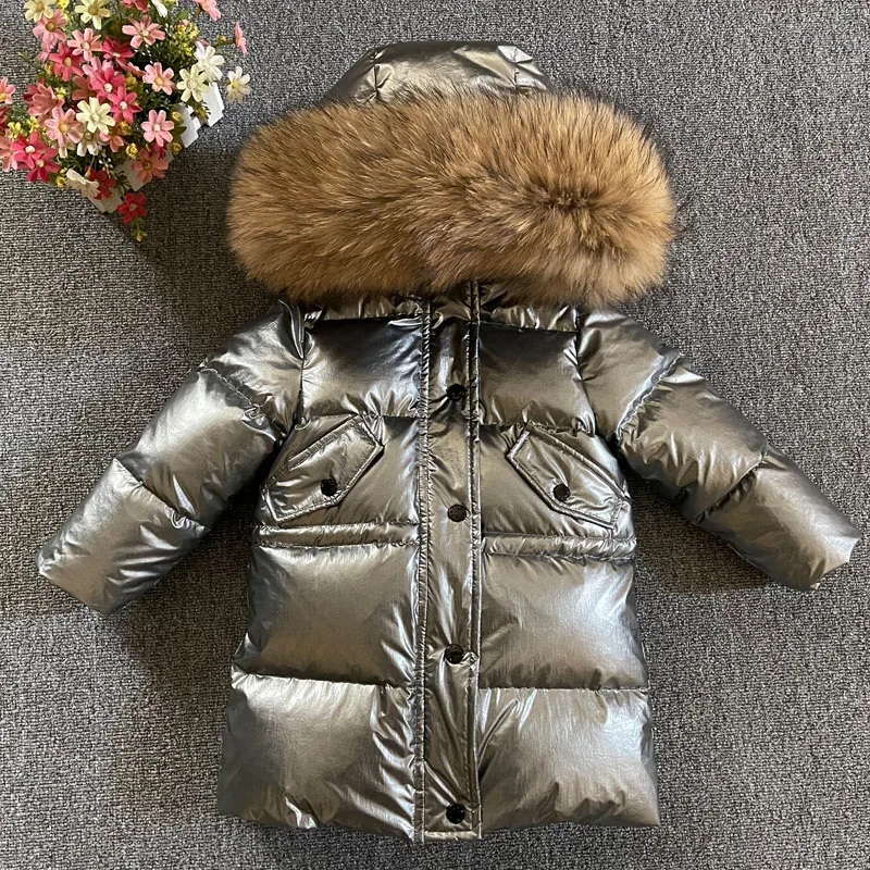 2023 New Children Winter Down Jacket for Boys Thick Warm Coat Super Big Real Fur Teen Girls Outerwear Snowsuit Windproof 2-13Yrs