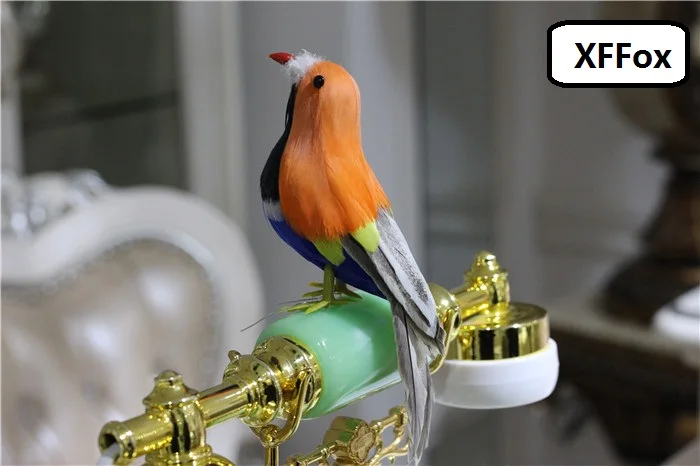 15cm Cute Bird Model Realistic Foam & Feather Simulation Orange & Gray Small Gift Bird Lifelike 1:1 Scale