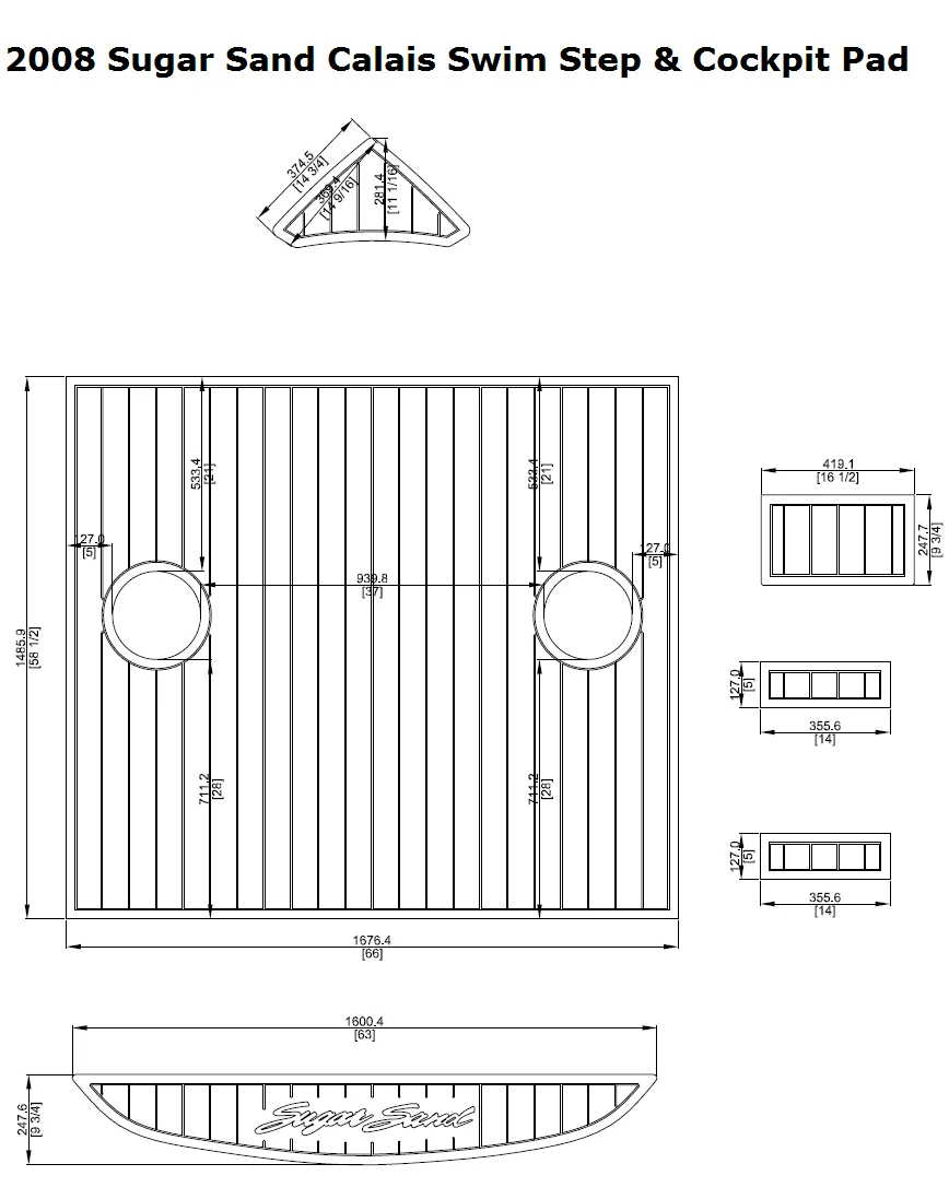 2008 Sugar Sand Calais Swim Step & Cockpit Pad Boat EVA Teak Decking 1/4