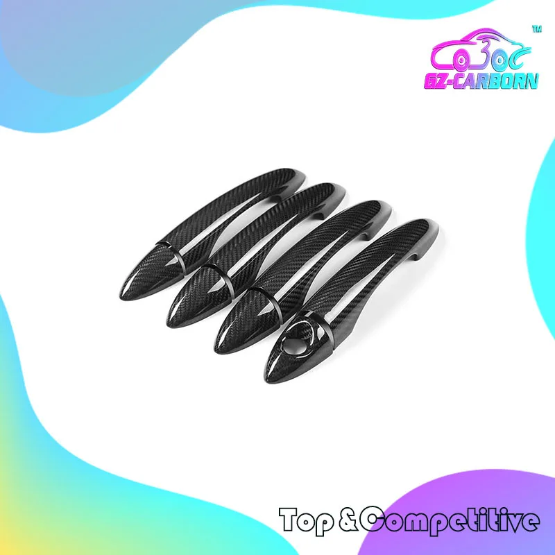 

Door Handle Cover Add On Style Gloss Black Carbon Fiber 8Pcs With One Keyhole 2017-2019 For Alfa Romeo Giulia & Stelvio (Not QV)