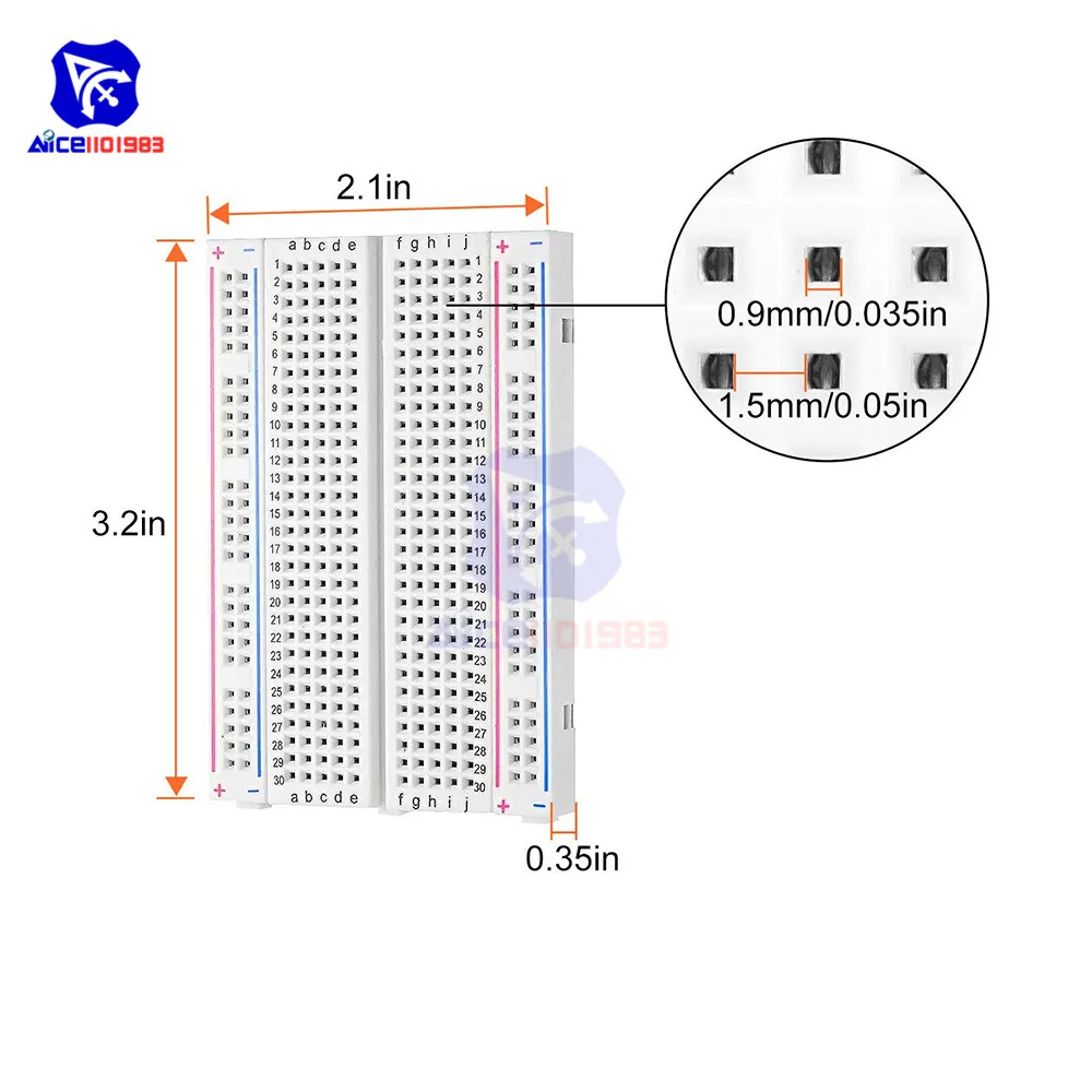 MB-102 400-Punkt-Lochplatine ohne Löten für Arduino Prototypen-Leiterplatten-Kit – Detail 7