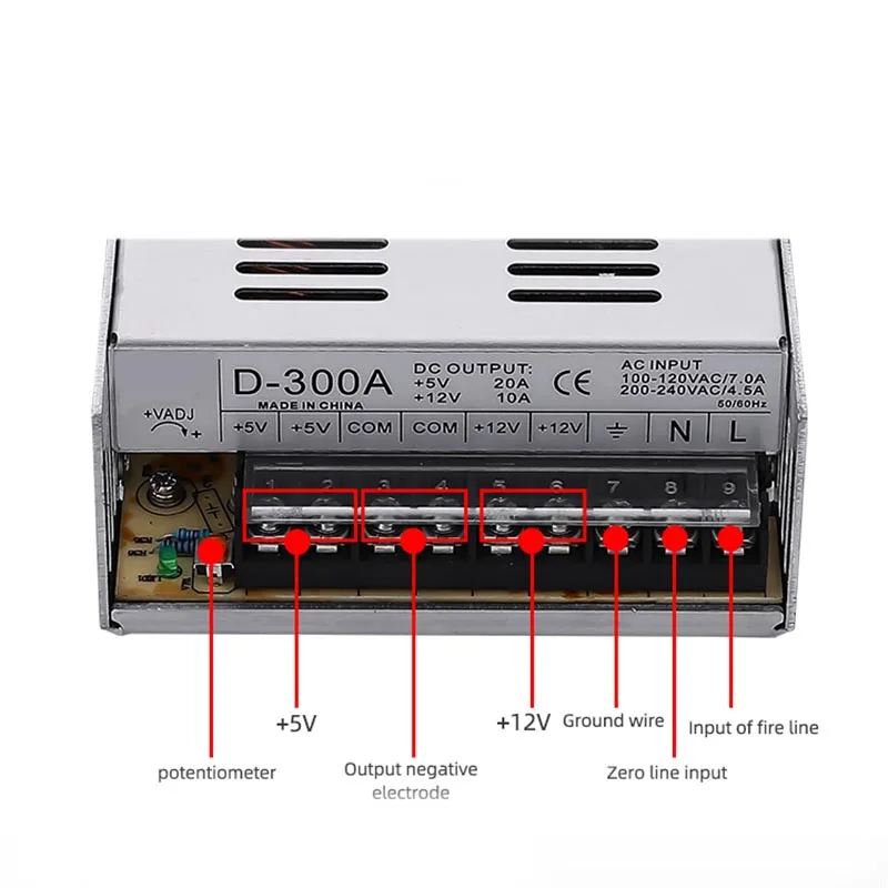 Imagem -04 - Dupla Saída de Comutação da Fonte Alimentação 5v 20a 12v 15a 24v 8a Dois Grupos Smps 300w Led Fonte Alimentação Dupla Saída D300