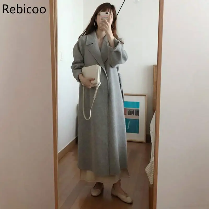 

Women Korean Winter Long Overcoat Outwear Coat Loose Cardigans Long Sleeve Manteau Femme Hiver Elegant