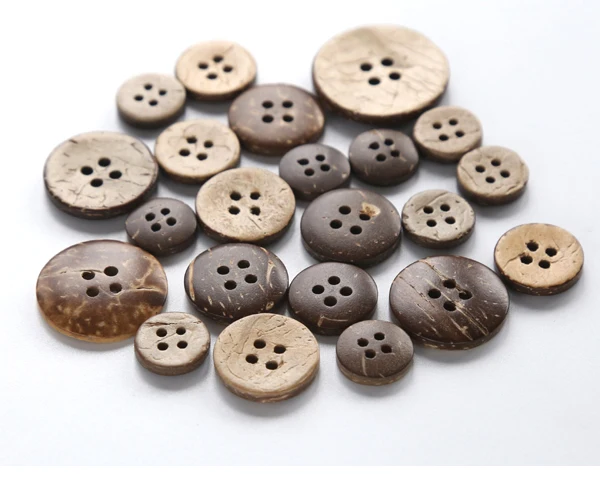 50pcs/lot Size: 10-25mm Classic Coconut Buttons 4-holes Simple for Clothing Garment Accessories Wood Button (SS-437)