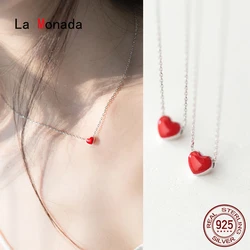 La Monada 39.6+3.5cm 925 Sterling Silver Necklaces For Women Red Heart 925 Silver Chain Necklace Women Jewelry Korean Female