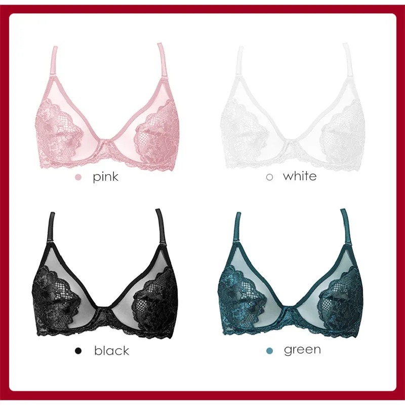 Meizimei minimizer 2pcs bras for women ultra thin lace sexy bralette transparent underwire mesh crop top bh brassiere girl BCD