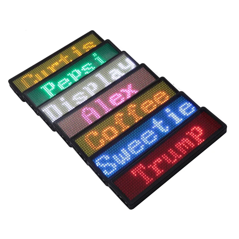 High quality electronic programmable flashing LED name badge label Bluetooth APP control mini small LED display LED gift