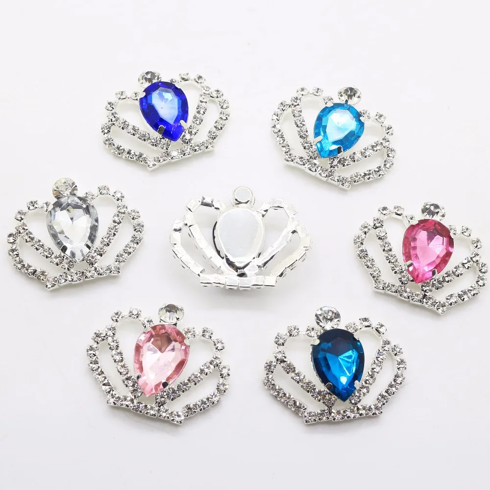 New hot 10pcs mixed color 27*36mm Shining Rhinestone Crown Diy household items Fine party and festival DIY decoration wholesale