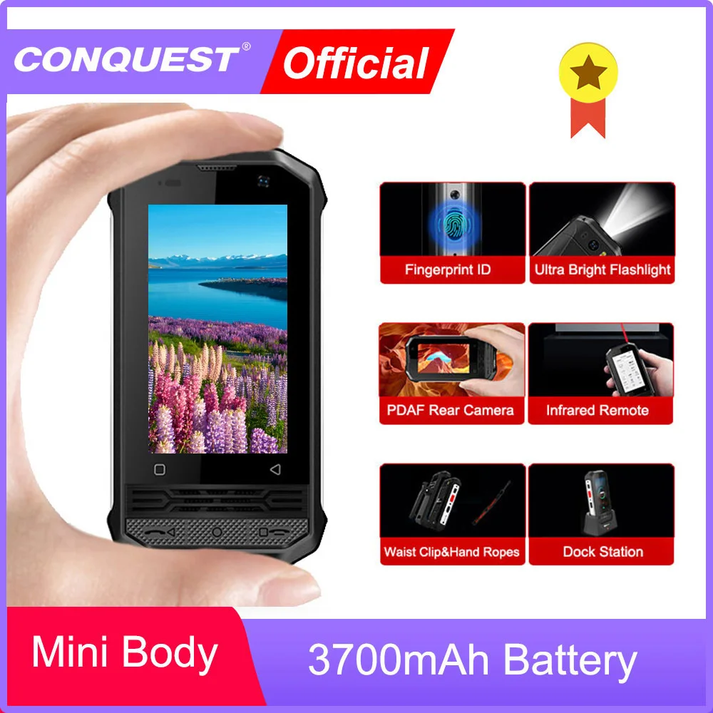 CONQUEST F2 Mini IP68 Rugged Smartphone  NFC Android  Unlocked Global 4G Network NFC Remote Mobile Phone