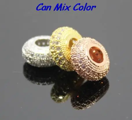 

12mm Mosaic hfg43 Zircon pave spacer findings Boutique Micropave Round Shape Beads Zircon micro inlay Brass Rose Gold bead