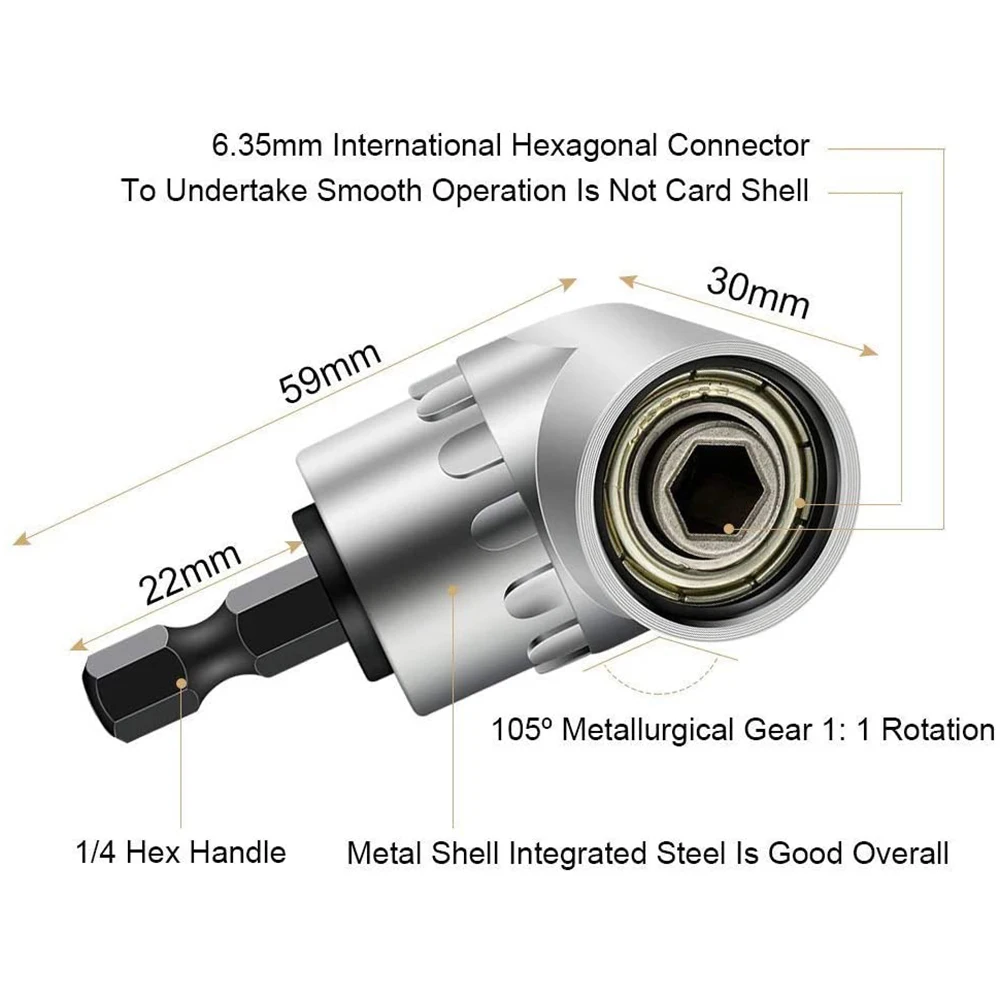 105 Degree Angle Screwdriver Socket Holder Adapter Adjustable Drill Bit 360 Degree Rotation Extension Rod Power Tool Accessories