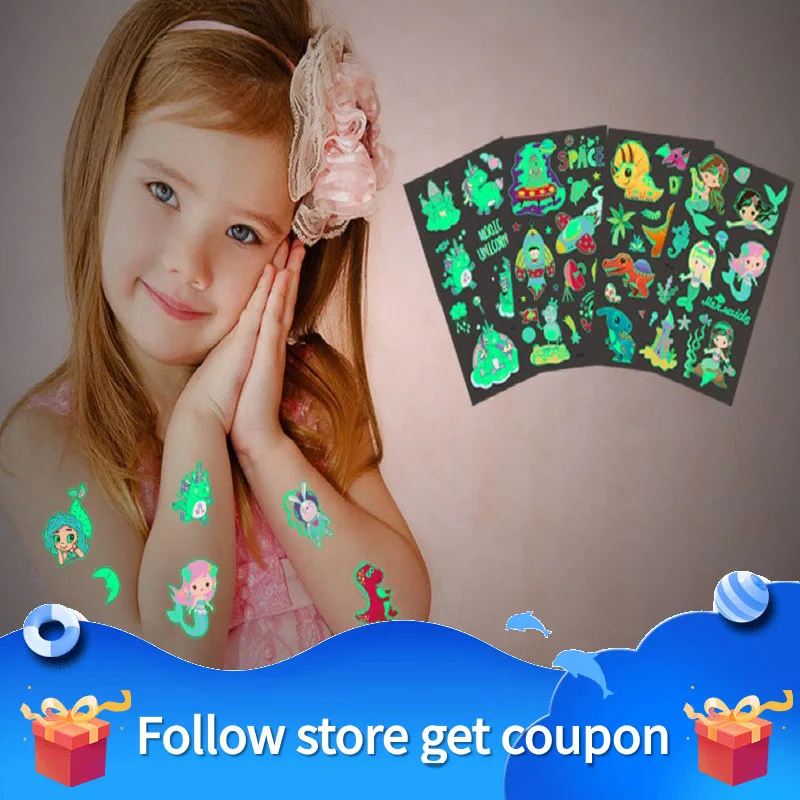 Temporary Tattoo Stickers Waterproof  Luminous Fake Tattoos Glow Paste on Face Arm Leg for Children Body Art Gifts For Boys Girl