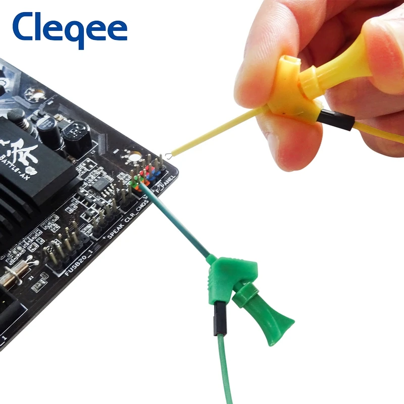 Cleqee-Mini Grabber SMD IC, Clips de gancho de prueba para Jumper Dupont, sonda de prueba, analizador lógico Grabber 30V/5A, P5003, 12 Uds.