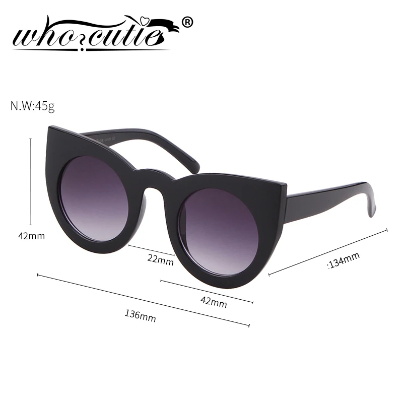 WHO CUTIE Vintage Small Round Cat Eye Sunglasses 90s Women Brand Designer Tortoise Shell Retro Sun Glasses Female Sunnies S014