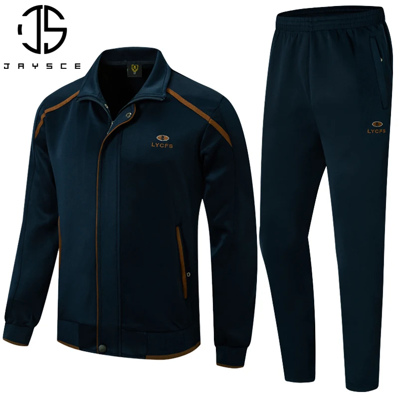 Conjunto de 2 piezas para hombre, ropa deportiva de fútbol, chaqueta de chándal, traje de entrenamiento de fútbol, Top de manga larga con cremallera