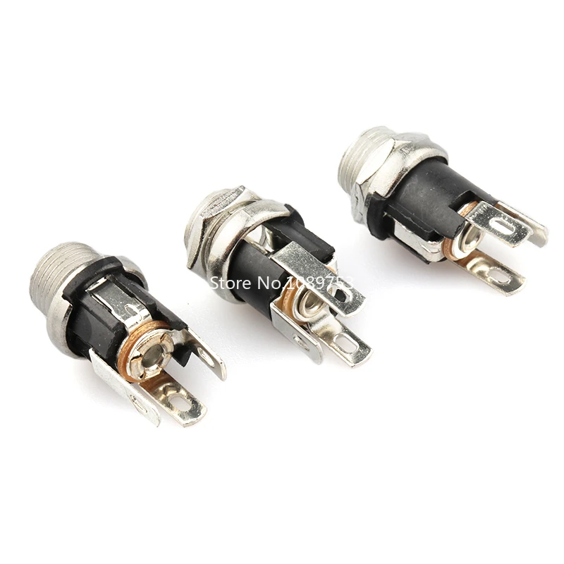 10pcs 5.5x2.1mm 5.5x2.5mm DC Socket With Nut DC Power Jack Socket Female Panel Mount Connector DC025 DC-025