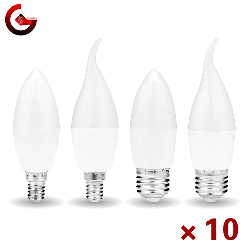 10pcs/lot 5W 7W LED Candle Bulb E14 E27 Lampara Led Light 220V-240V Bombilla Led Lamp No Flicker Spotlight Chandelier Lighting