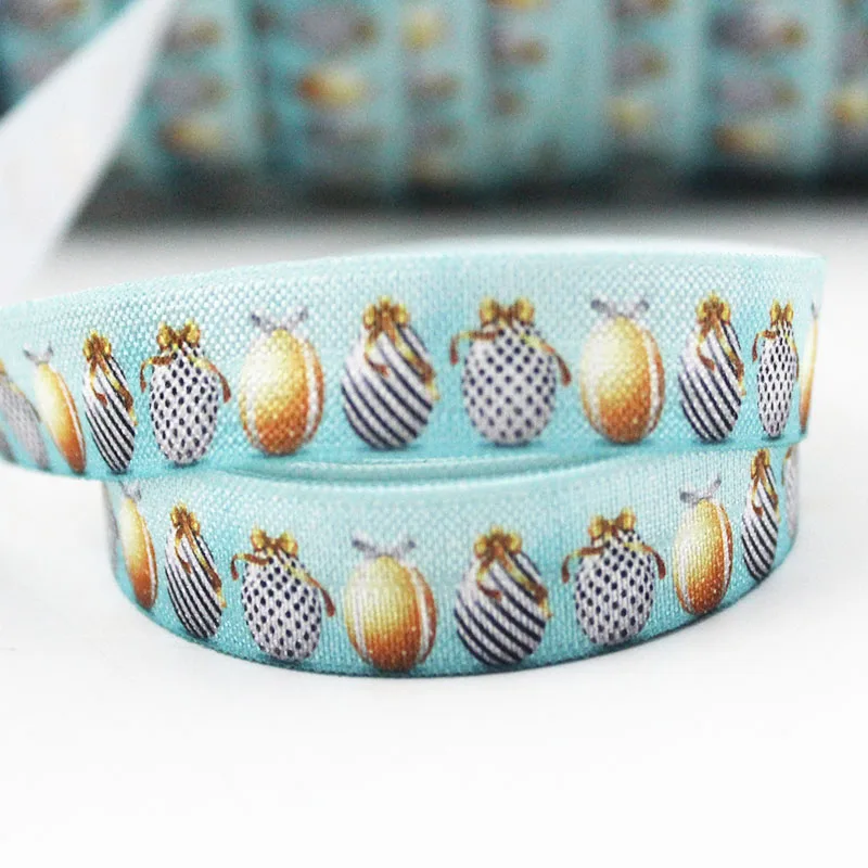 

5/8"Easter eggs heat-transfer elastic foe printed ribbon 16mm diy girls handmade bow ribbons for degift wrap tape ribbons