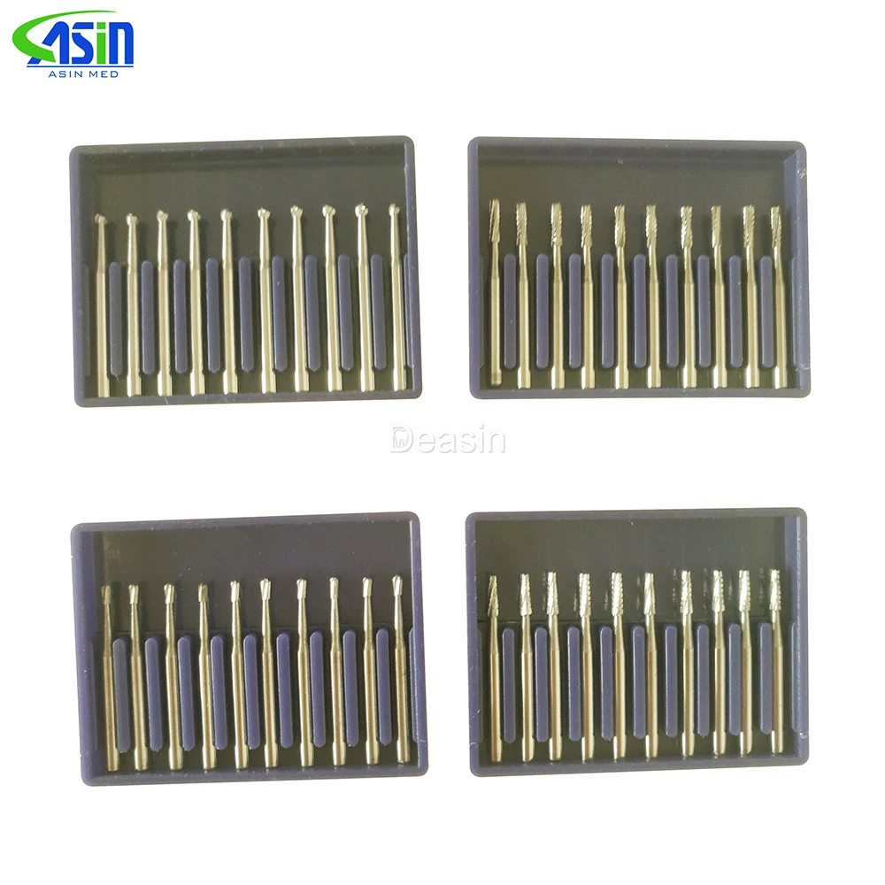 10pcs Dental Tungsten Steel Crown Metal Cutting Burs for High Speed Handpiece Dentist Tools Lab Equipment