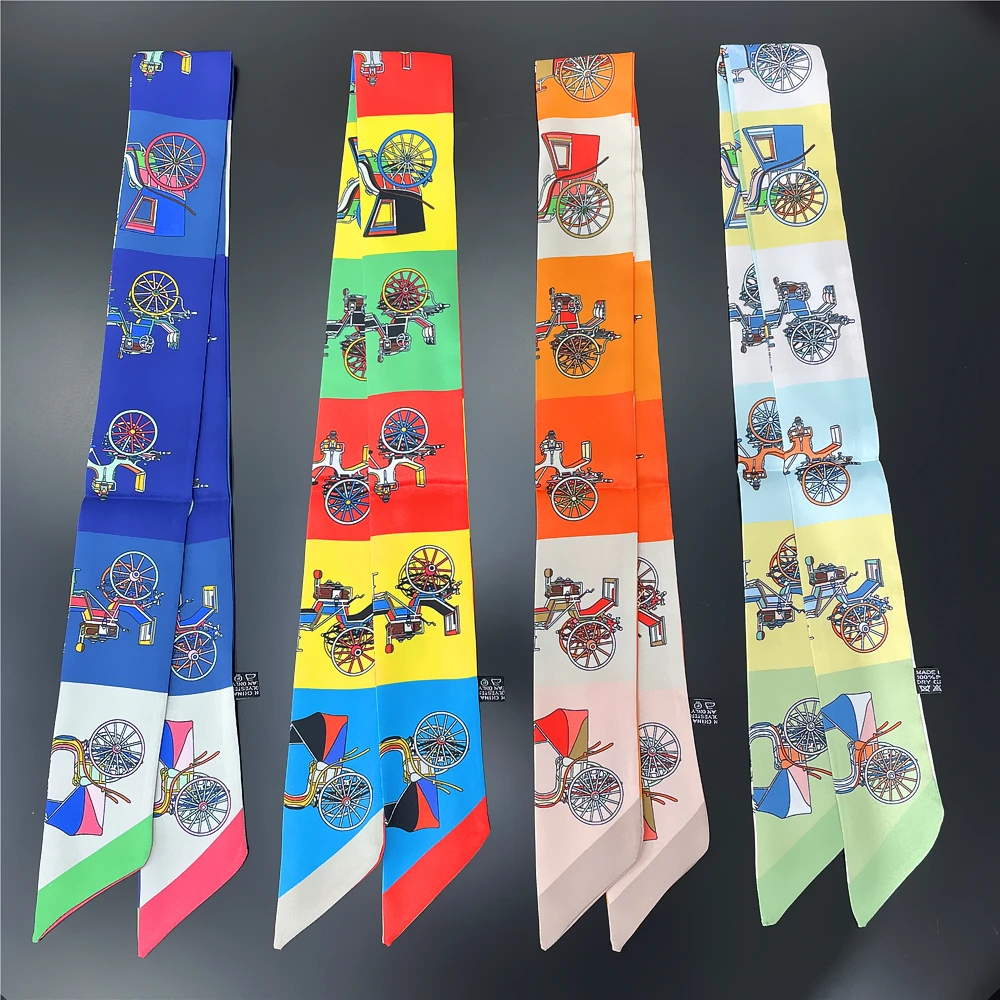 Summer Skinny Scarf 2023 Luxury Brand Design Women Bag Scarves Hair Band Neck Silk Scarf For Ladies Foulard Headband