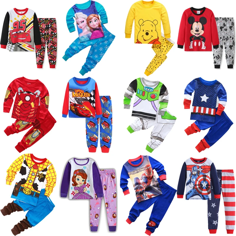 Children's Pajamas Anna Elsa Princess Series Pajamas Sets Baby Girls Boys Clothes Pijamas Cartoon Long Sleeve Sleepwear