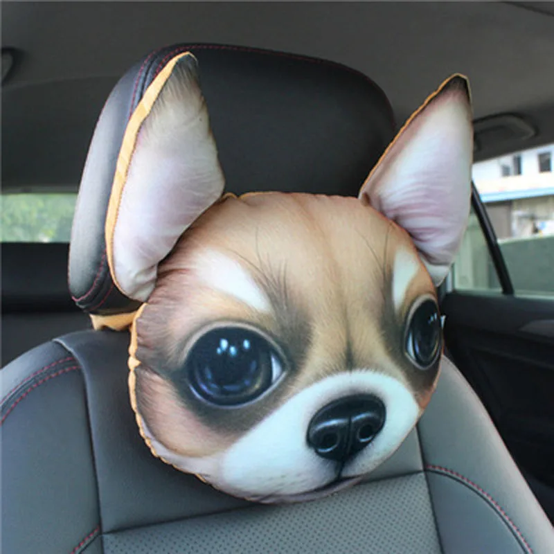 Fotelik samochodowy CHIZIYO z nadrukiem 3D Teddy psi zwierzęta poduszka pod szyję do samochodu Auto zagłówek poduszka Drop Shipping — zdjęcie 4