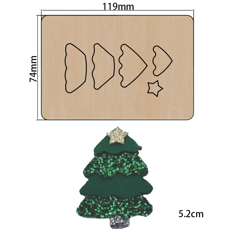 Moldes de madeira para corte de árvore de natal, adequado para máquinas comuns de corte no mercado, novo, 2021