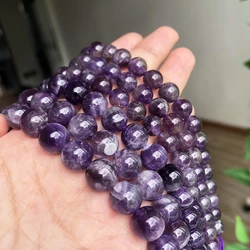 Natural Stone Amethysts Quartz Beads Smooth Round Loose Spacer Beads For Jewelry  Making DIY Necklace Bracelet  4/6/8/10/12 mm