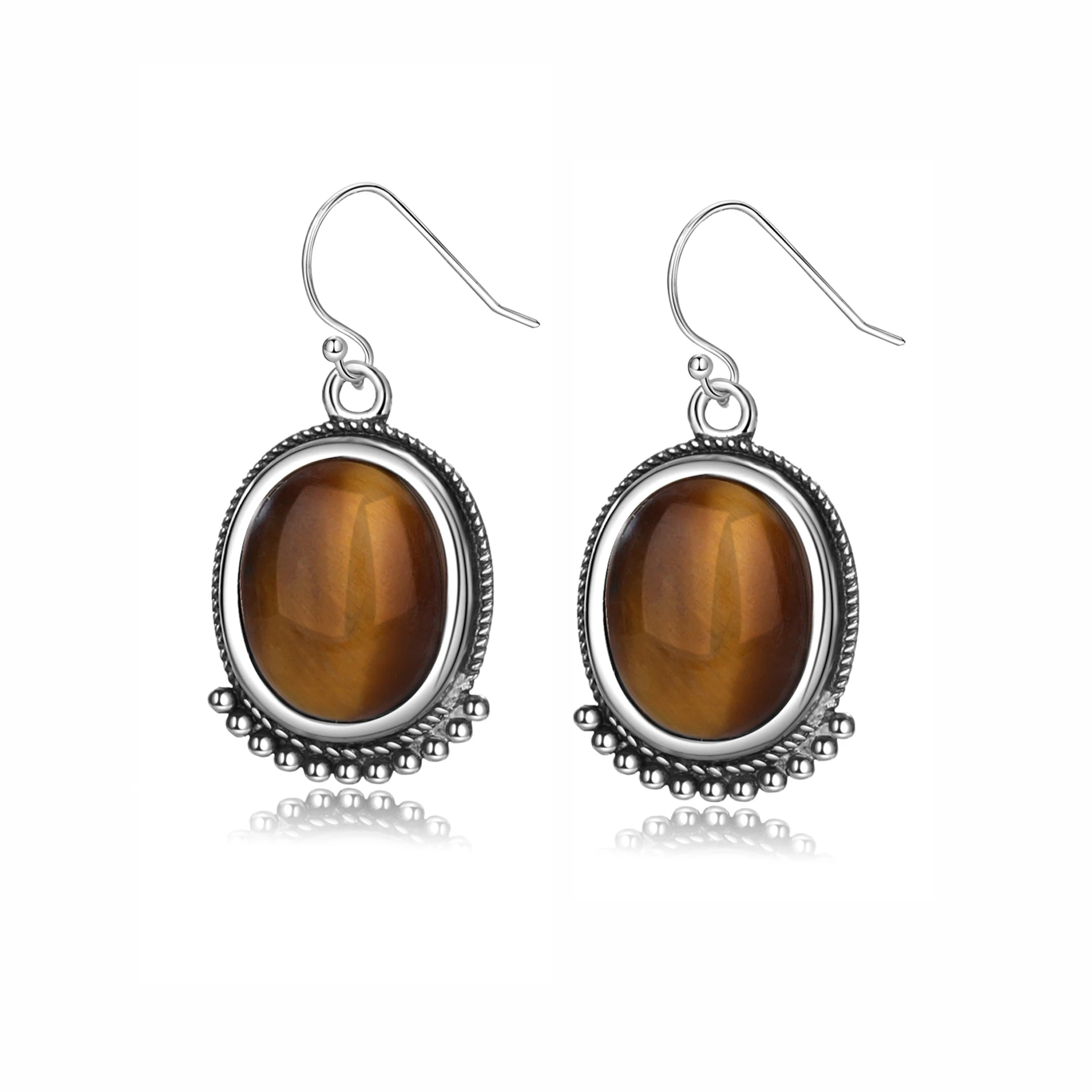 High Quality S925 Silver Earrings Natural Labradorite Drop Earrings for Women Luxury Ear Hoop Jewelry Gift Wholesale