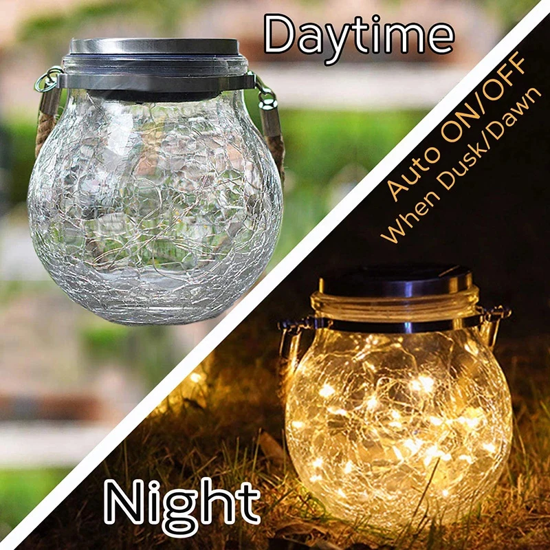 Solar Led Garden Lamp Christmas Cell Fixture Tree Jar Decoration Street Outdoor New Year Party Hanging Night Lights Sunlight